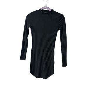 Forever 21 Black Ribbed Long Sleeve Dress